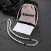 Glemay Pearl Necklace for Men Cuban Link Chain with Pearl for Men Hiphop Jewelry for Men Teen Boys-G32-silver