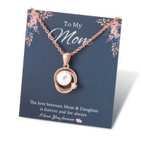 Mother Daughter Necklace Mothers Day Gifts from Daughter Jewelry Birthday Gifts for Mom Mother from Daughter-G39-rose-MD