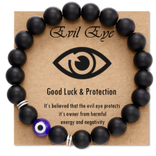 Evil Eye Bracelet for Men Natural Stone Bracelet Protection Good Luck Amulet for Boy-G43-black