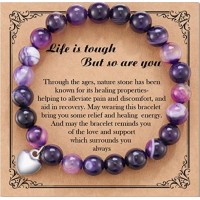 Glemay Get Well Soon Gifts for Women Natural Stone Bracelet Inspirational Bracelet for Women Girls-G46-Purple