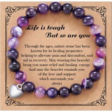 Glemay Get Well Soon Gifts for Women Natural Stone Bracelet Inspirational Bracelet for Women Girls-G46-Purple